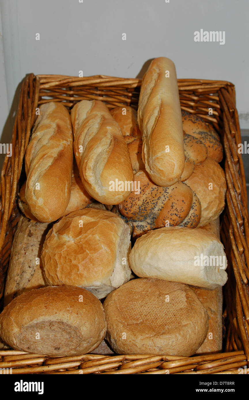 fresh bread in a wicker basket number 3328 Stock Photo