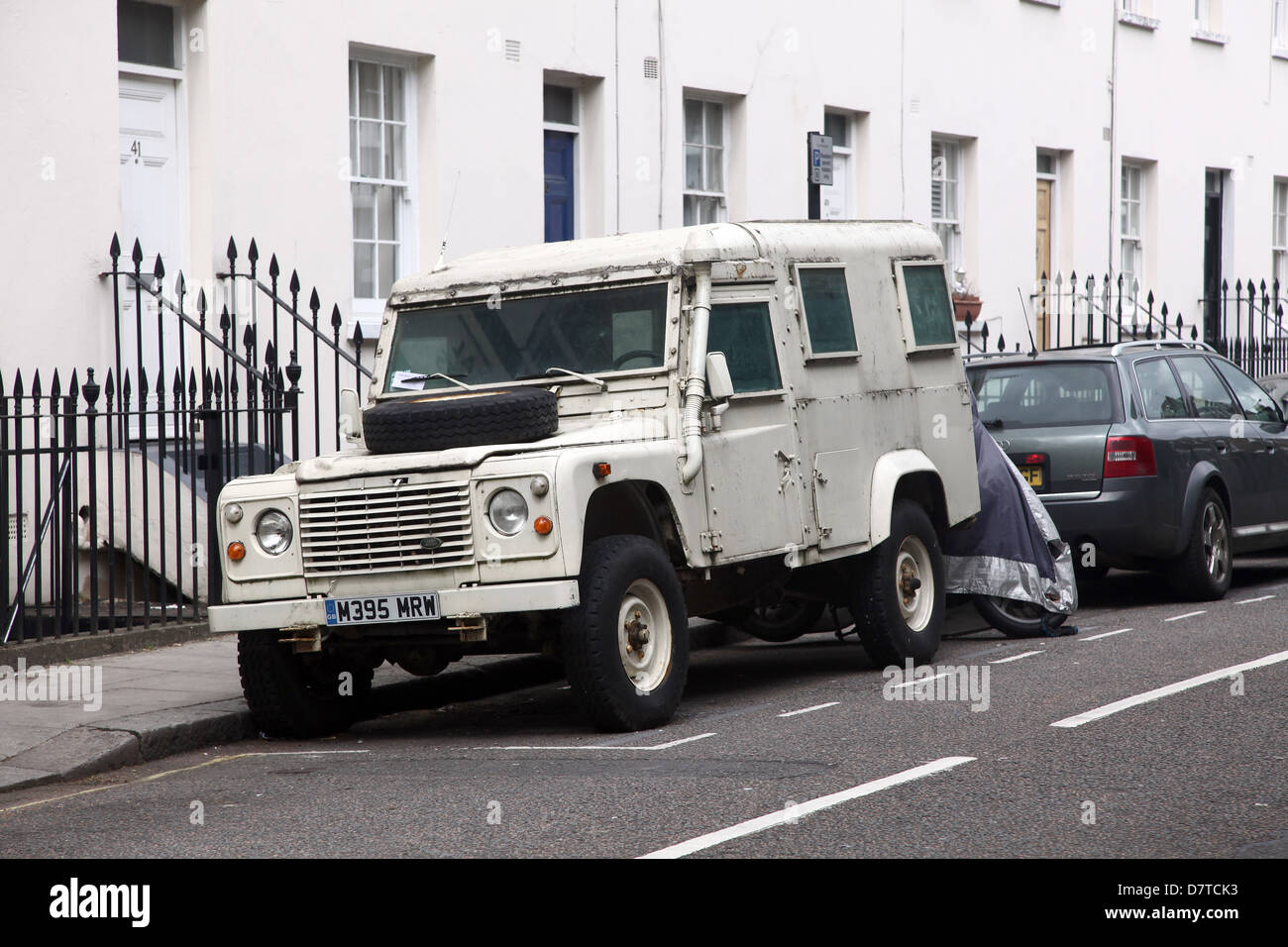 Ex Military armored Land Rover on the streets of Paddington in London, May 2013 Stock Photo