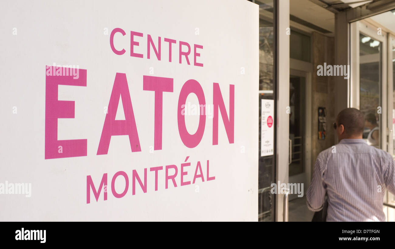 The entrance to the Montreal Eaton Centre in Quebec. Stock Photo
