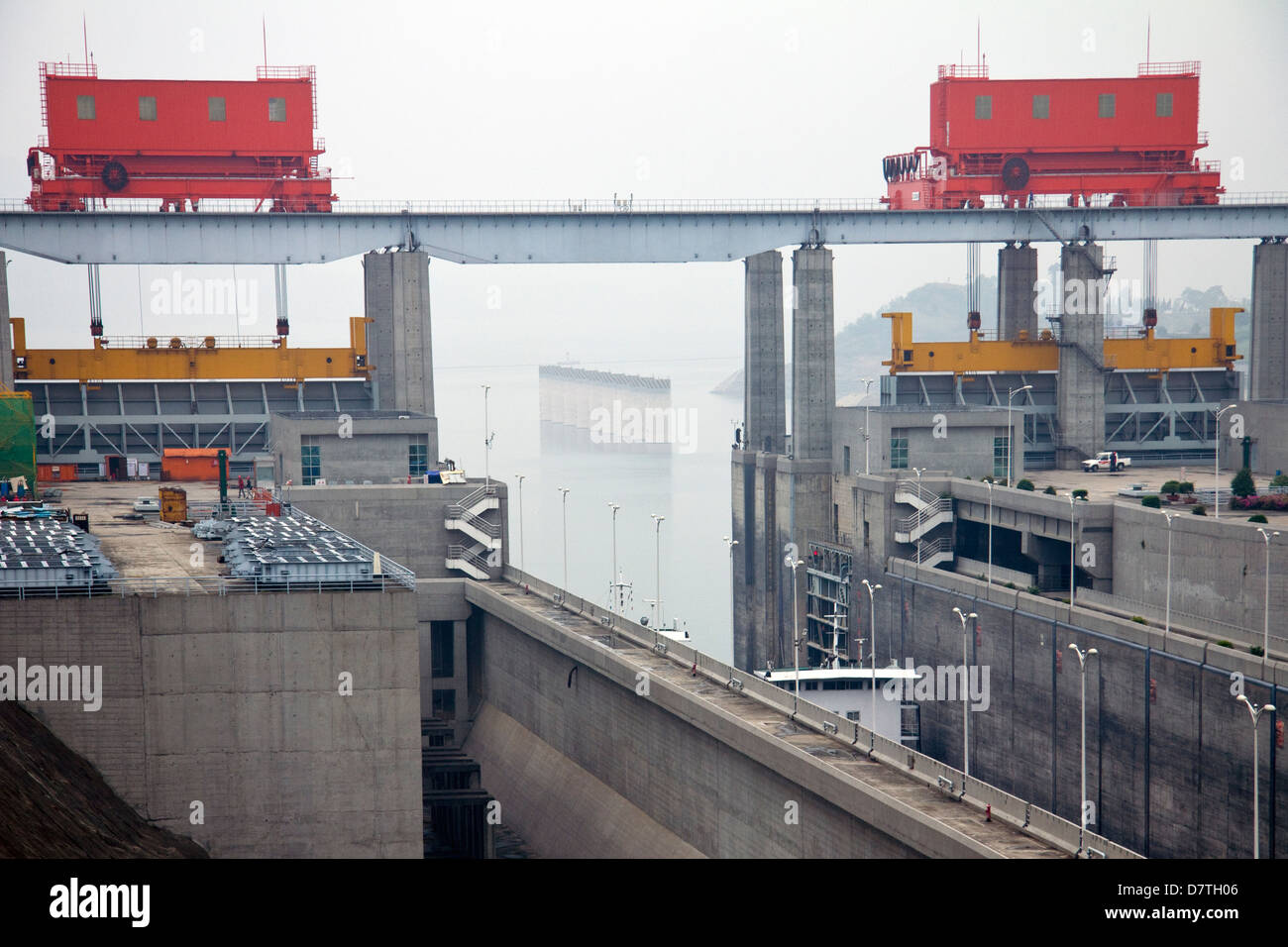 View of the Three Gorges Dam on the Yangtze River China Stock Photo