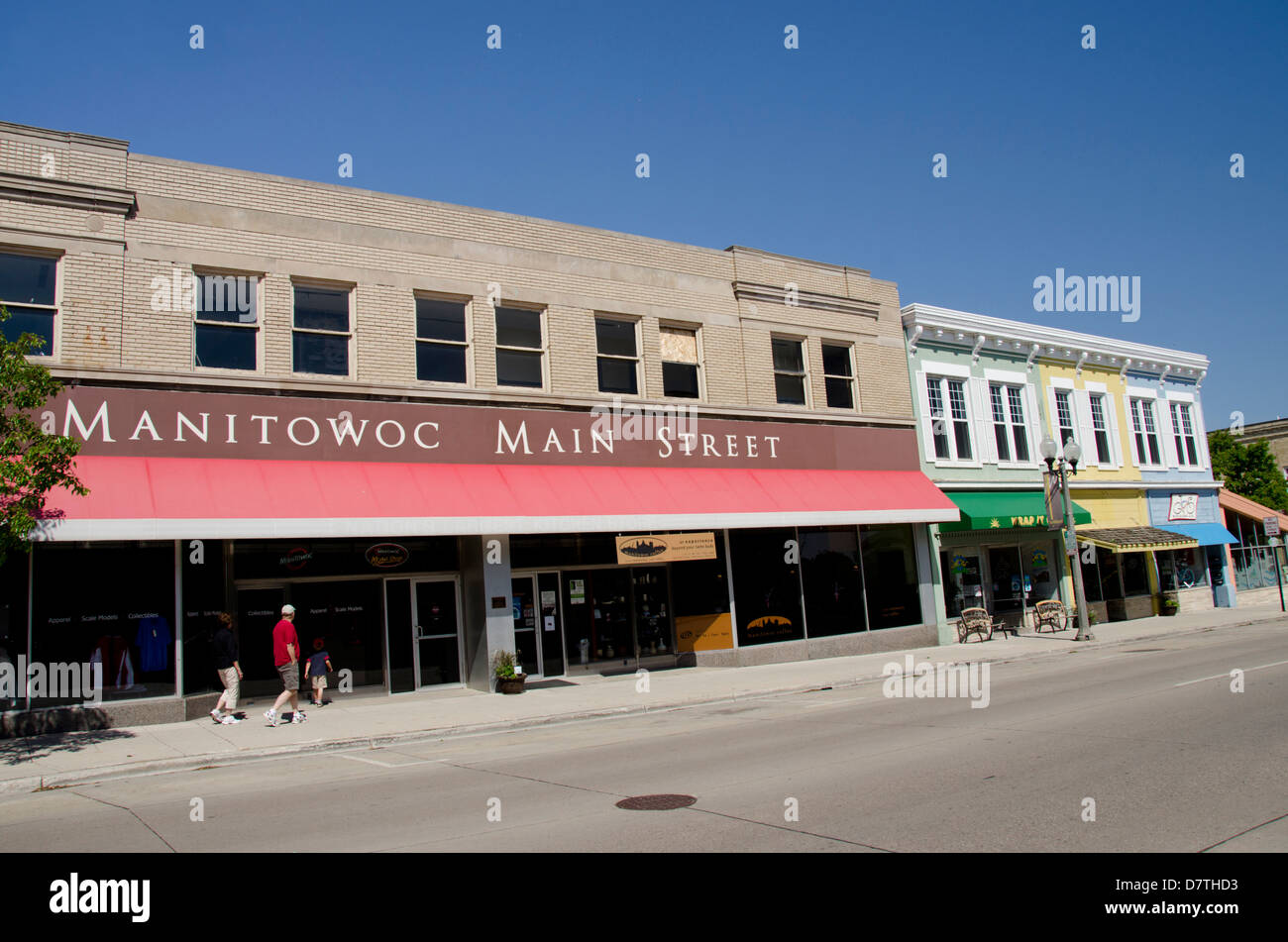Wisconsin, Manitowoc. Historic downtown Manitowoc, 8th Street. Stock Photo