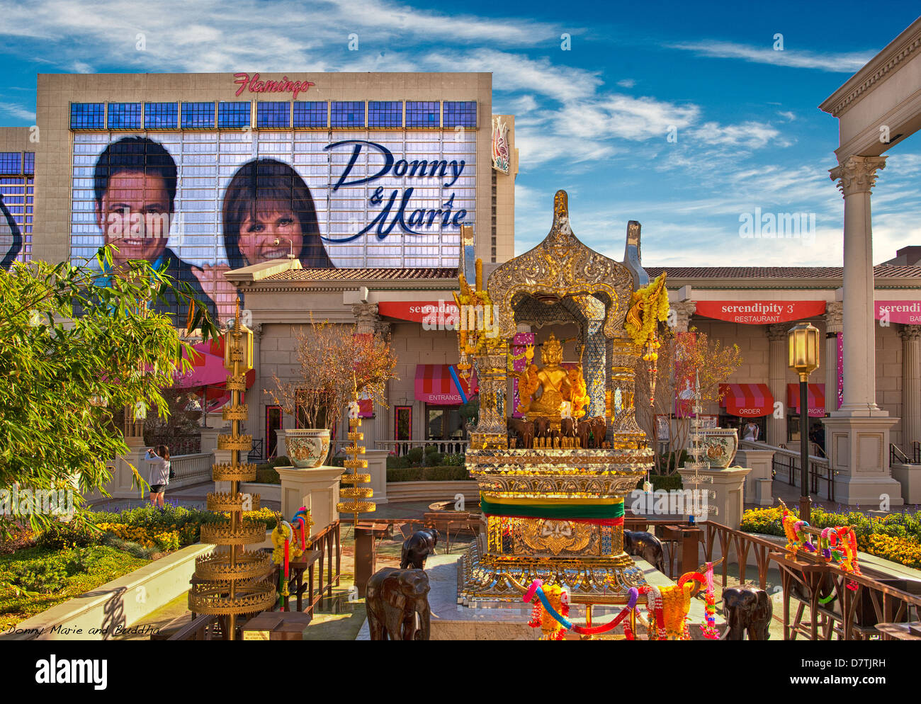 Donny Marie And Buddha,a satirical view of Las Vegas. Stock Photo