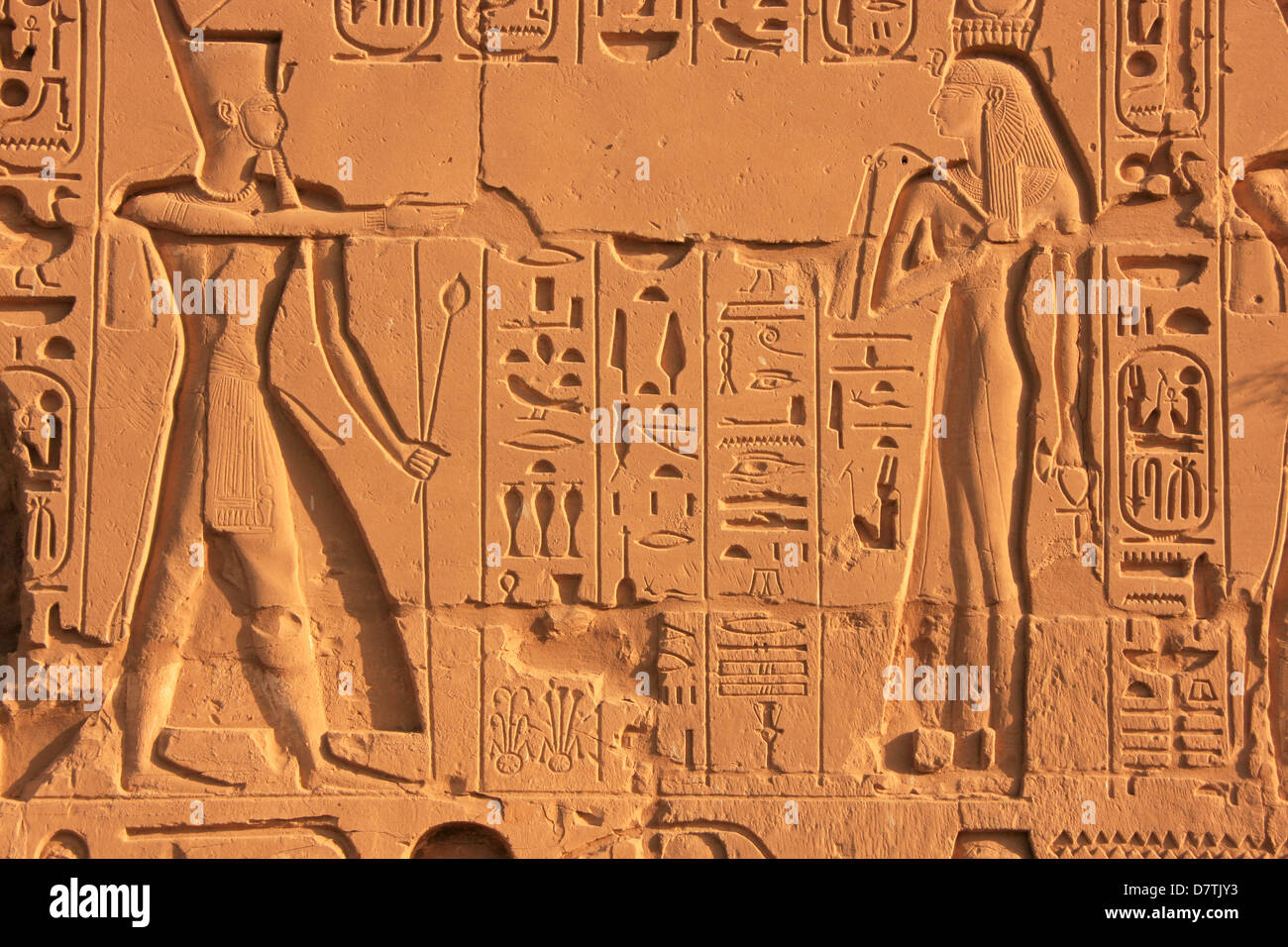 Hieroglyphics of Karnak temple complex, Luxor, Egypt Stock Photo
