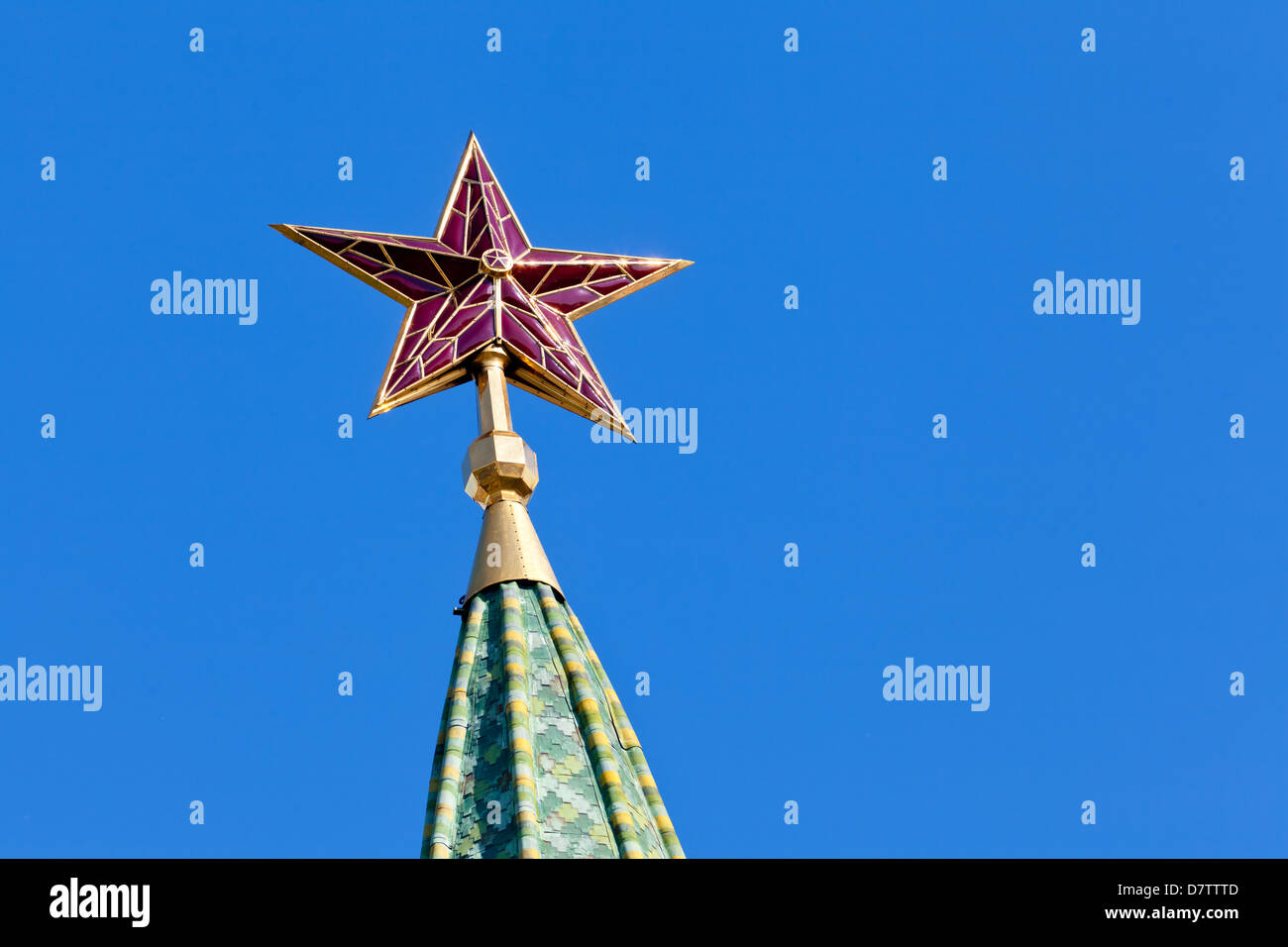 A red star on the top tower of Moscow Kremlin, Russia Stock Photo