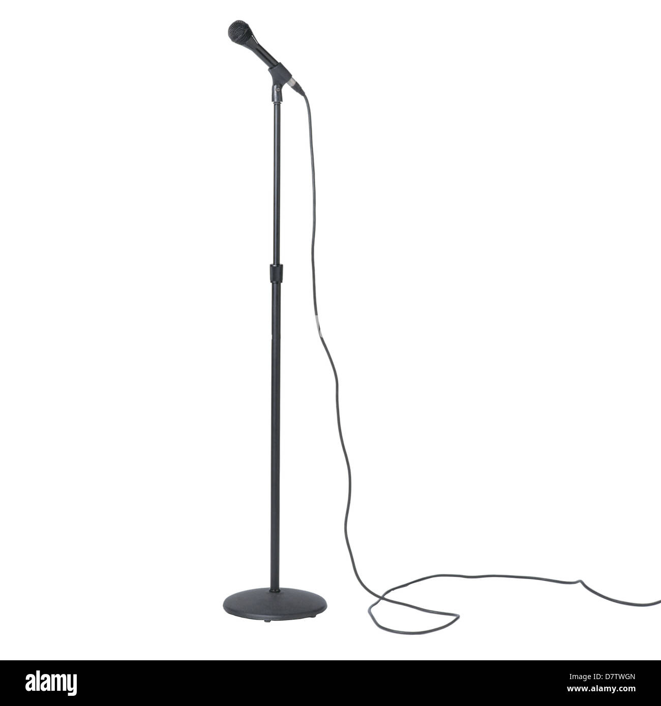 A microphone and stand on a white background Stock Photo