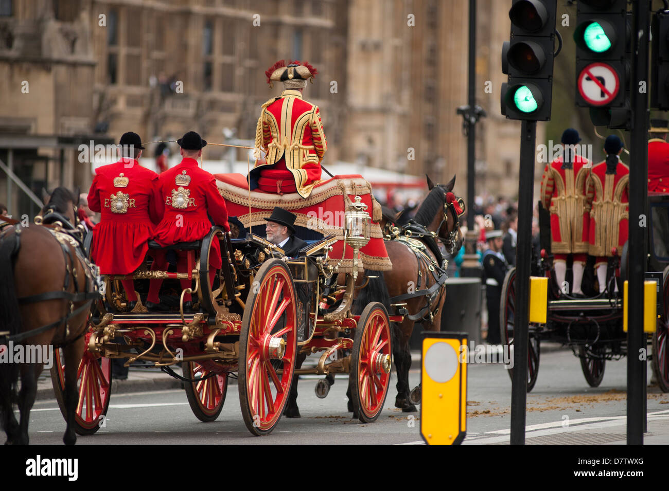 Open carriage carrying dignitaries to the State Opening of Parliament. Stock Photo