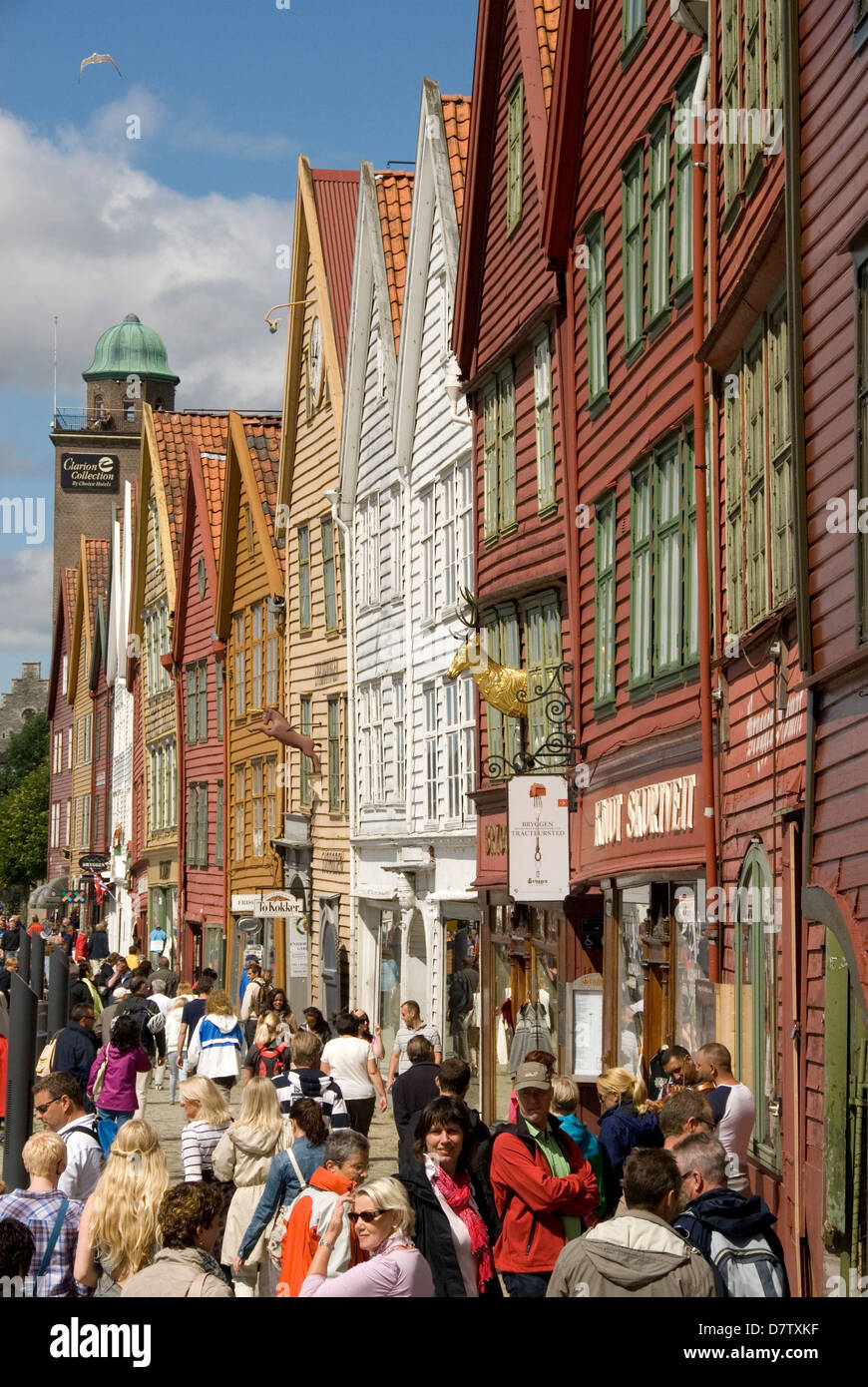 Bryggen waterfront, UNESCO World Heritage Site, Bergen, Norway, Scandinavia Stock Photo