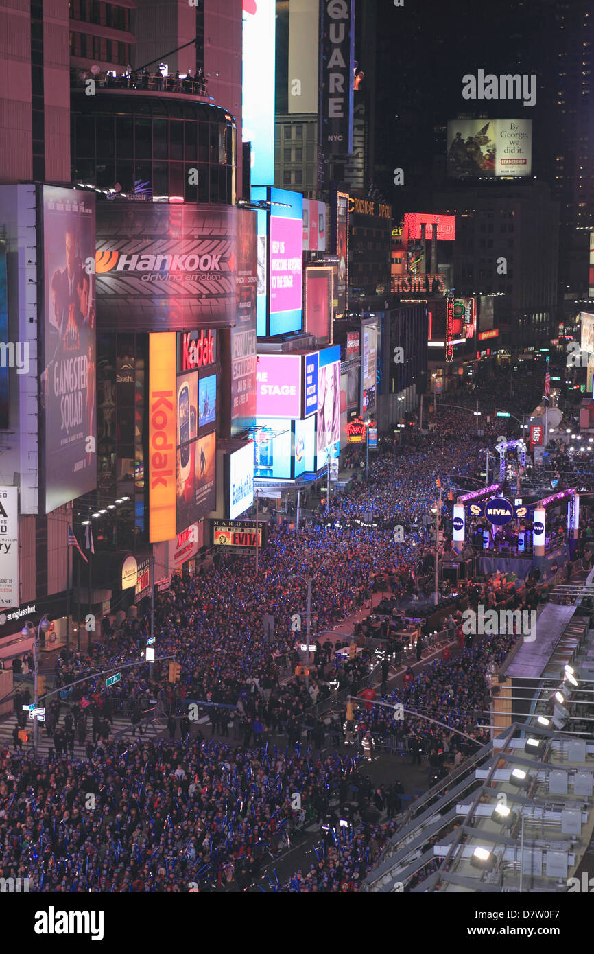 Revelers, Crowds, New Years Eve, Times Square, Manhattan, New York City, USA Stock Photo