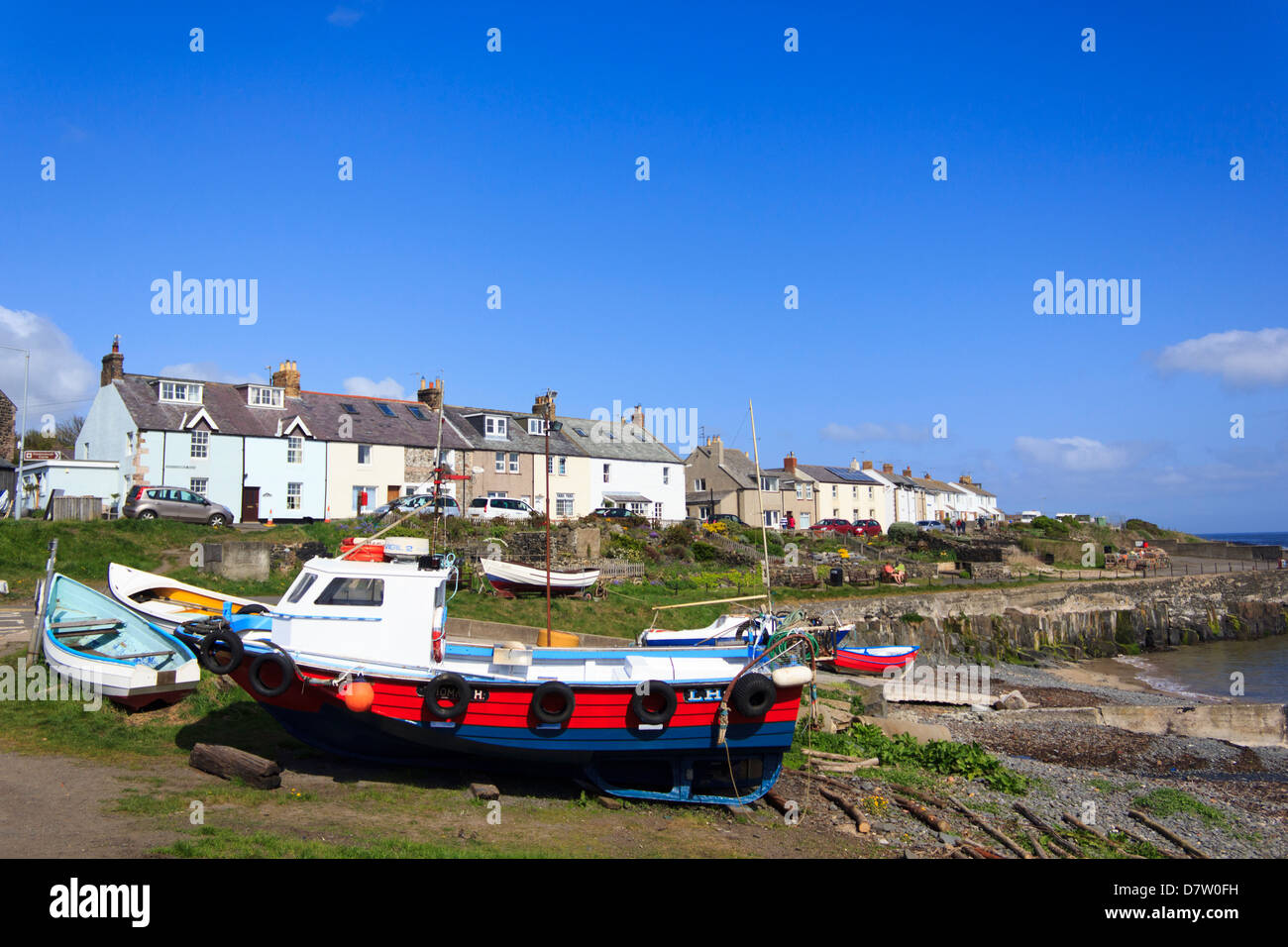 Craster Village, which is famous for its Craster Kippers near North East of England. Stock Photo