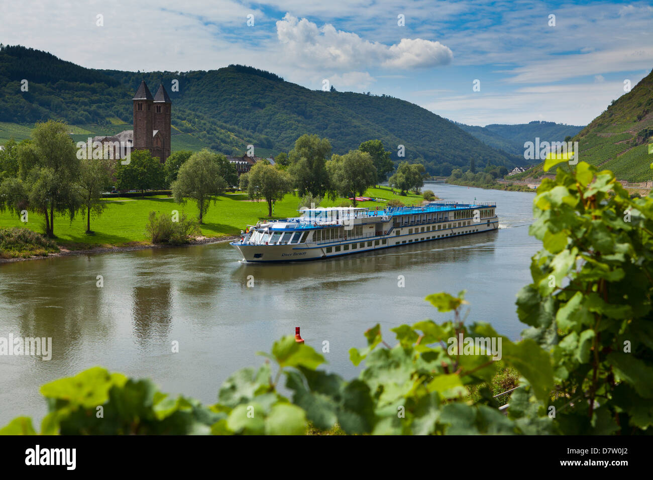 River cruise ship on the Moselle River, Germany Stock Photo