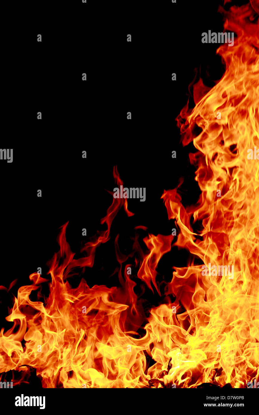 Fire burn on black background Stock Photo - Alamy