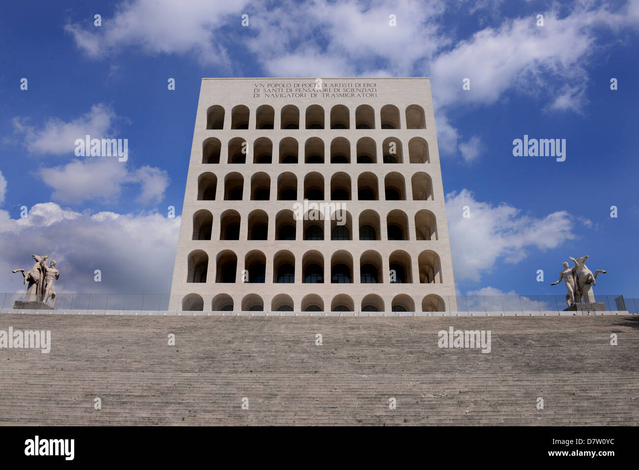 Palazzo delle Civiltà - Civilizations Building - EUR  Rome Built  during the Fascist period (1930 Stock Photo