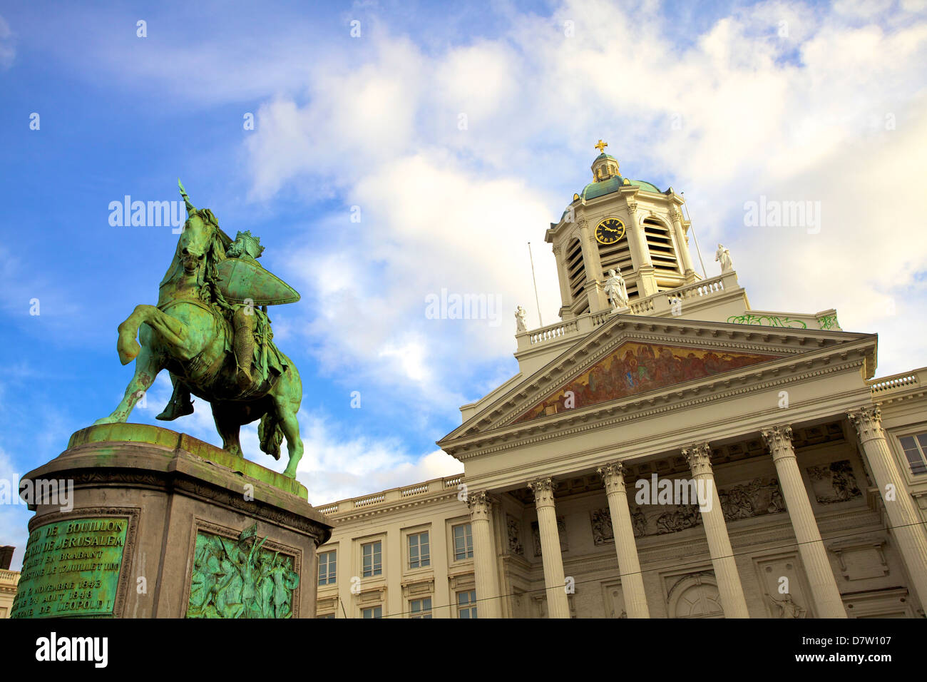 Statue of Godfrey of Bouillon, Place Royale, Brussels, Belgium Stock Photo