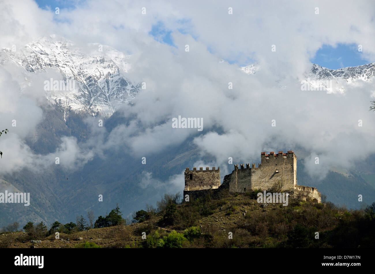 Italien, Südtirol, Vinschgau, Burgruine Obermontani, Fundort Handschrift Nibelungenlied Stock Photo