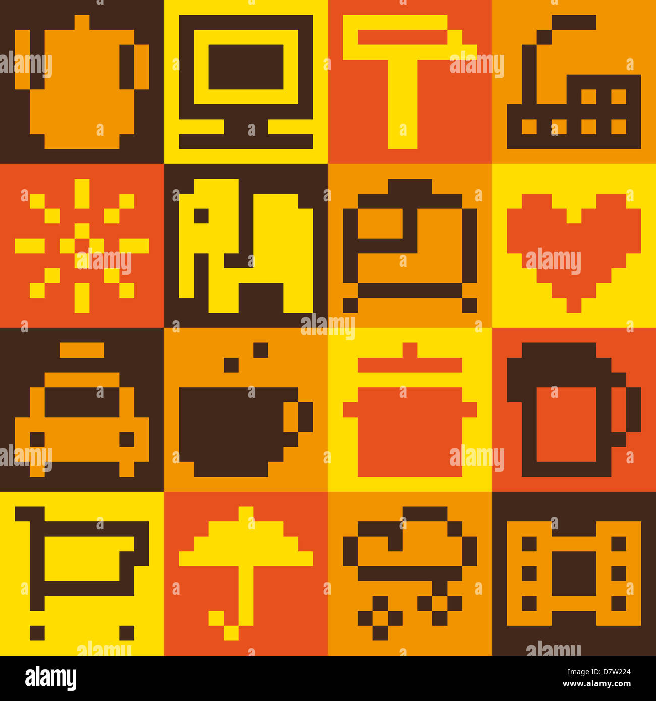 Set of pixel objects. Vector pattern Stock Photo - Alamy