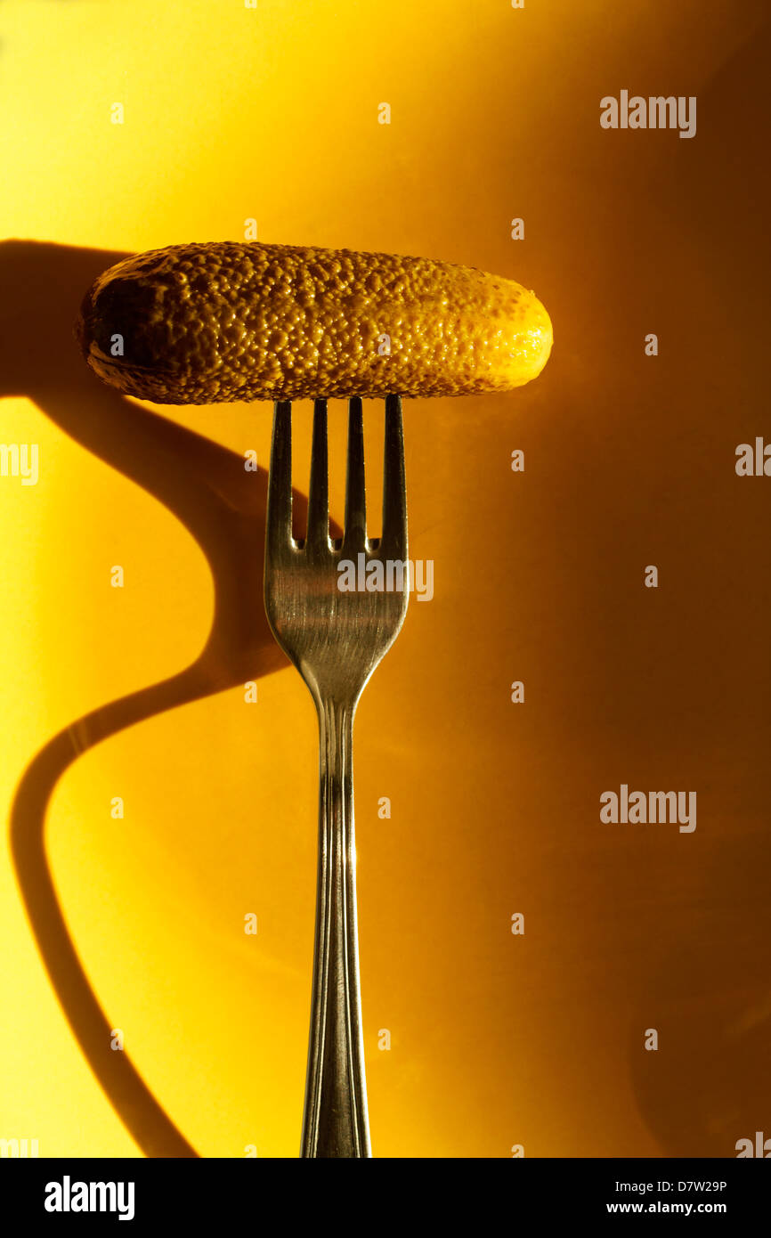 Pickle on fork Stock Photo Alamy