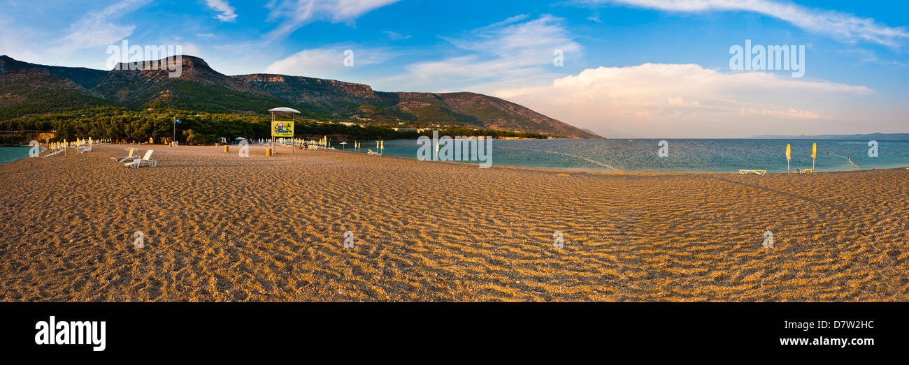 Zlatni Rat Beach at sunset, Bol, Brac Island, Dalmatian Coast, Adriatic, Croatia Stock Photo