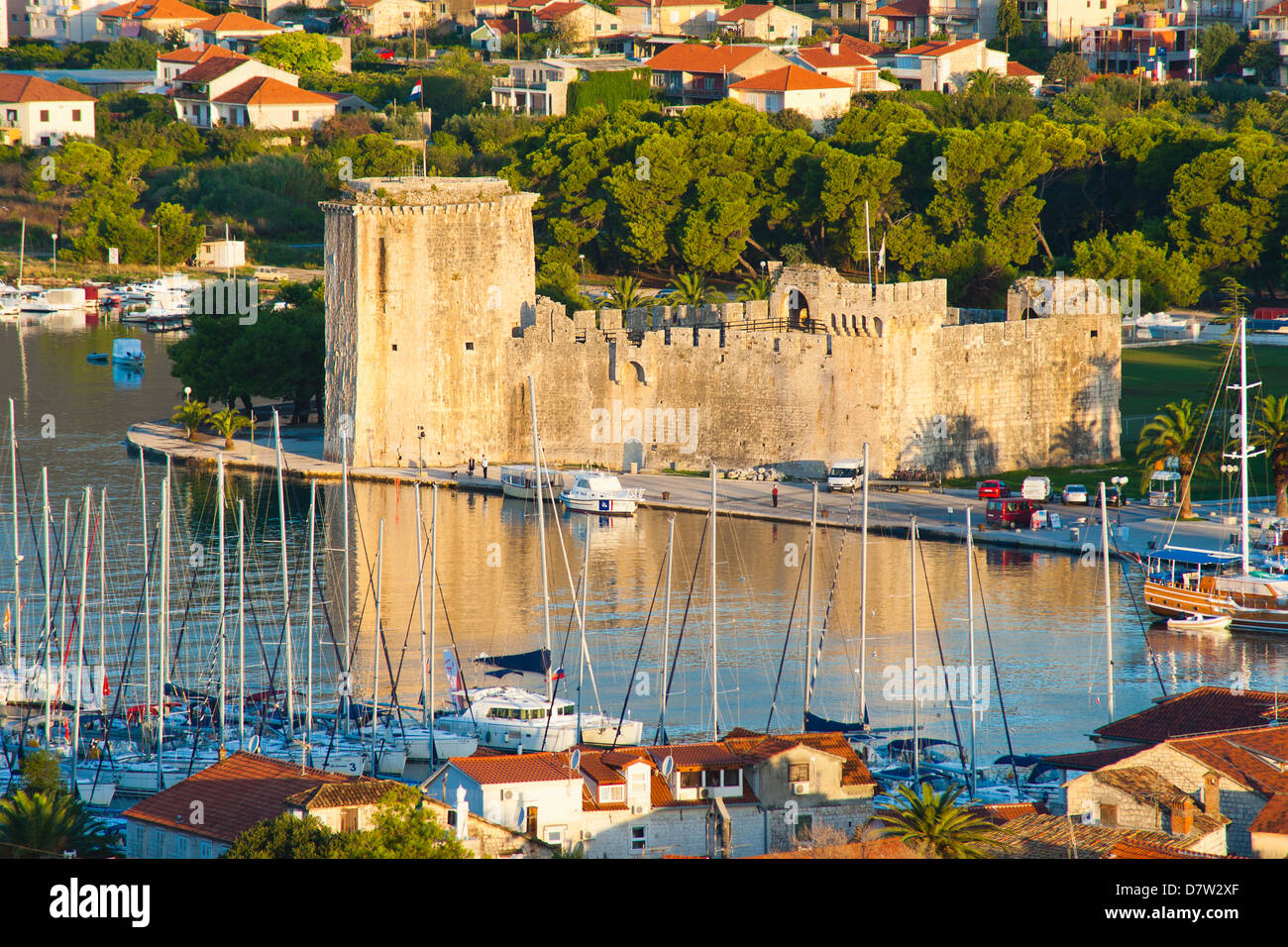 Kamerlengo Fortress (Gradina Kamerlengo) at sunrise, Trogir, UNESCO World Heritage Site, Dalmatian Coast, Adriatic, Croatia Stock Photo
