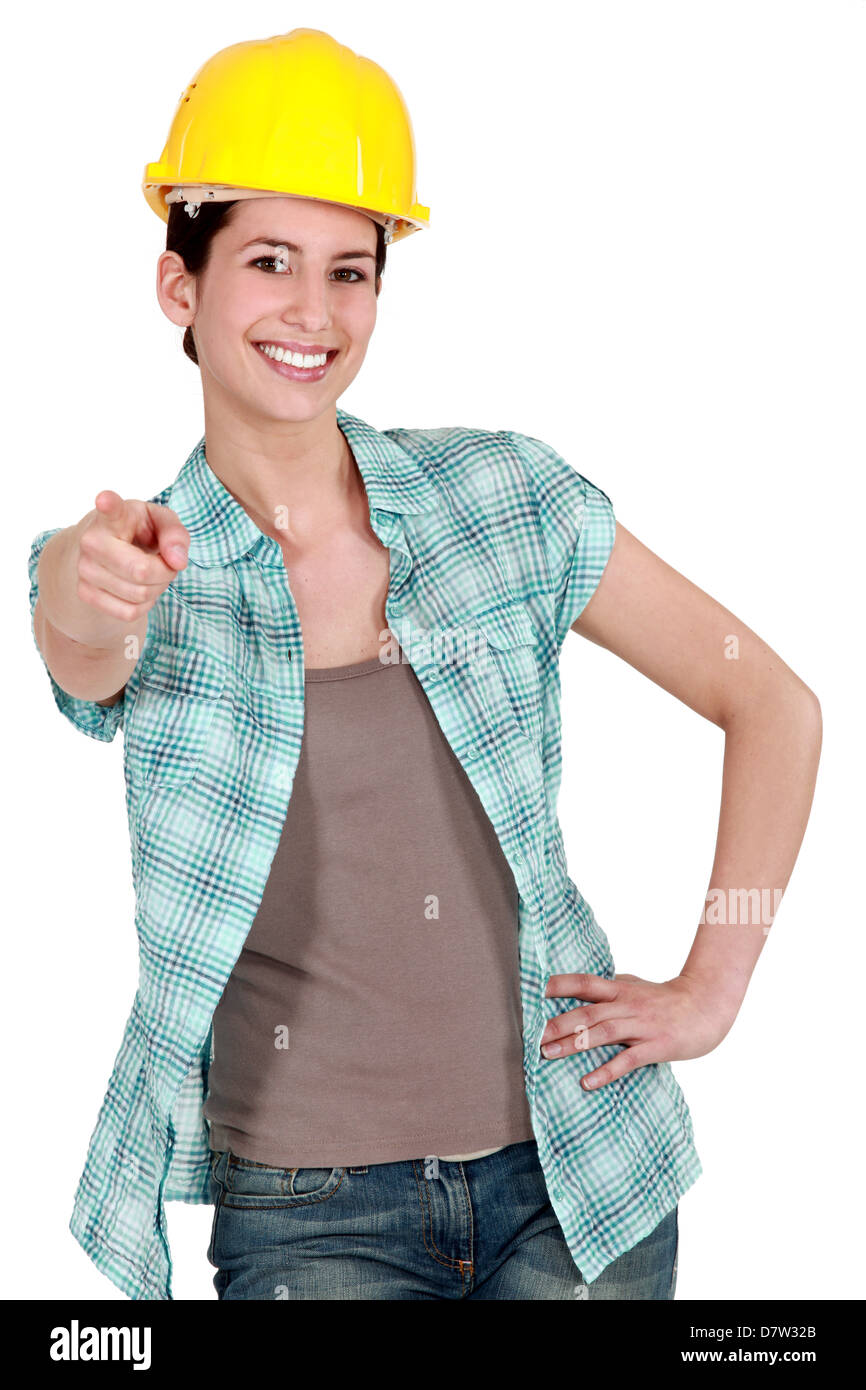 Tradeswoman with a can-do attitude Stock Photo