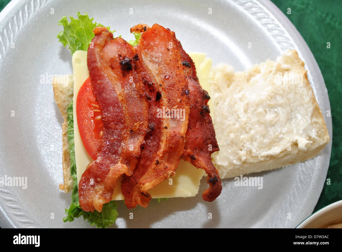 BLT Sandwich for Lunch (Bacon, Lettuce, and Tomato) Stock Photo