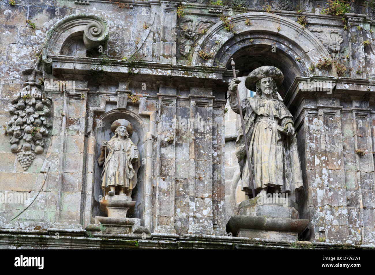 Detail on Cathedral wall in Plaza Quintana, Santiago de Compostela, UNESCO World Heritage Site, Galicia, Spain Stock Photo