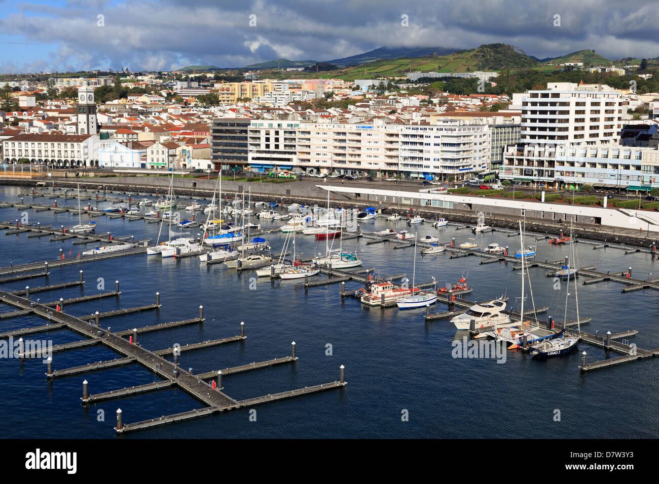 Yacht Marina in Ponta Delgada Port, Sao Miguel Island, Azores, Portugal, Atlantic Stock Photo
