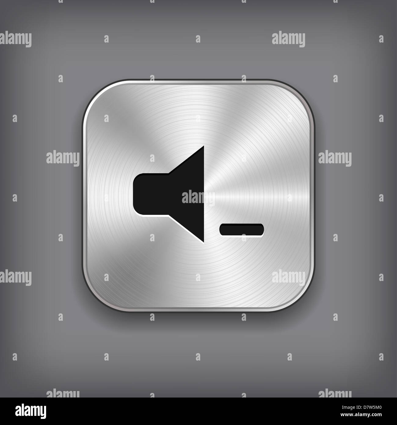 Speaker volume quiet icon metal app button Stock Photo Alamy