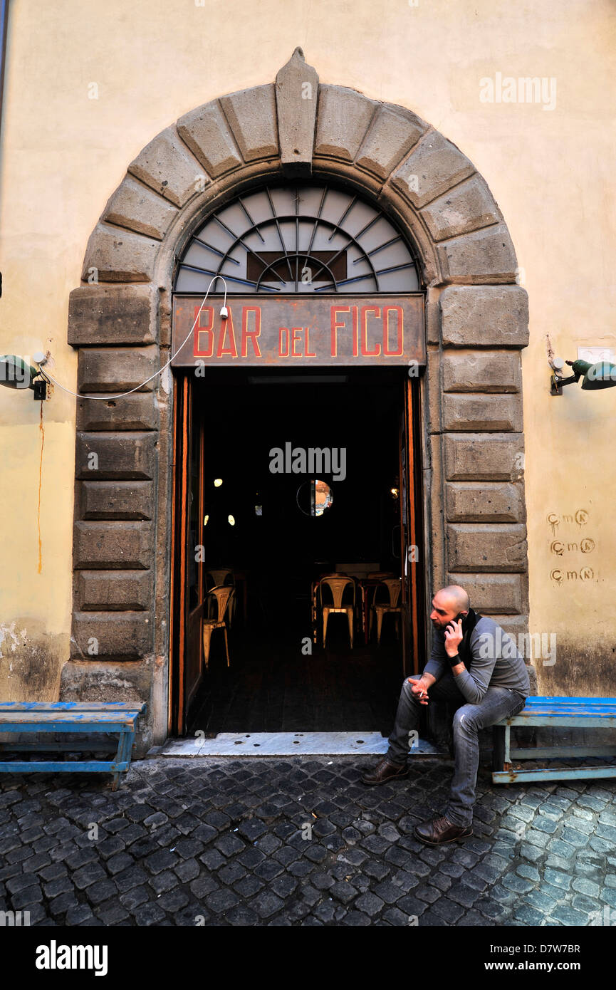 The Bar del Fico, one of locals favourite bars  in Rome. Stock Photo