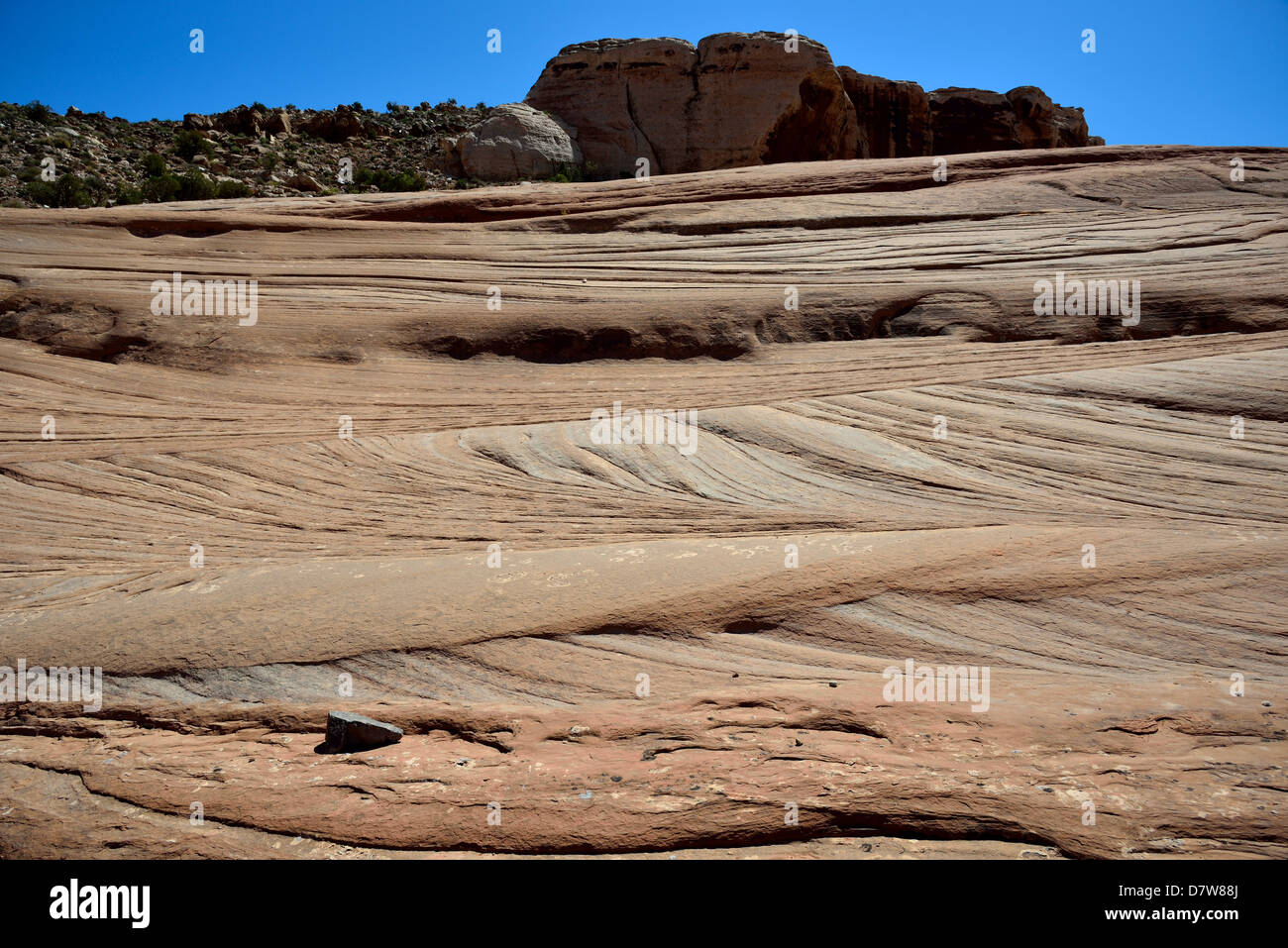Cross-beds in eolian sandstone. Moab, Utah, USA. Stock Photo