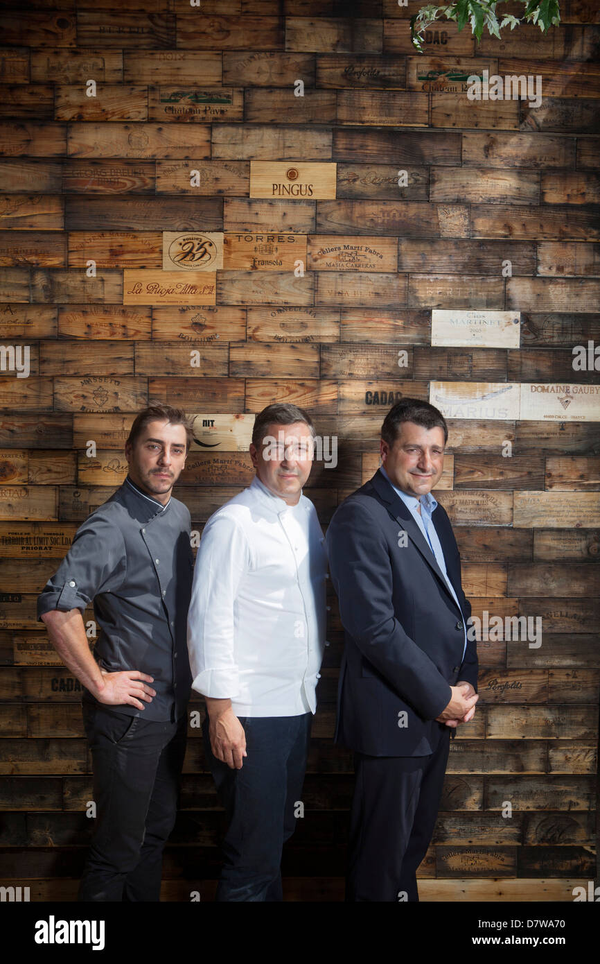The restaurant El Celler de Can Roca in Girona in 2013 was voted the best restaurant in the world. The Roca brothers Portrait Stock Photo