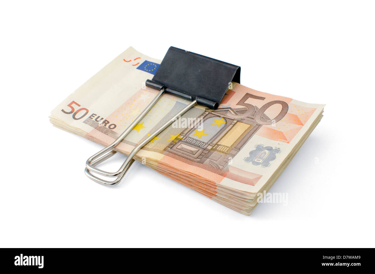 Tightening up on your money. Euro banknotes Stock Photo