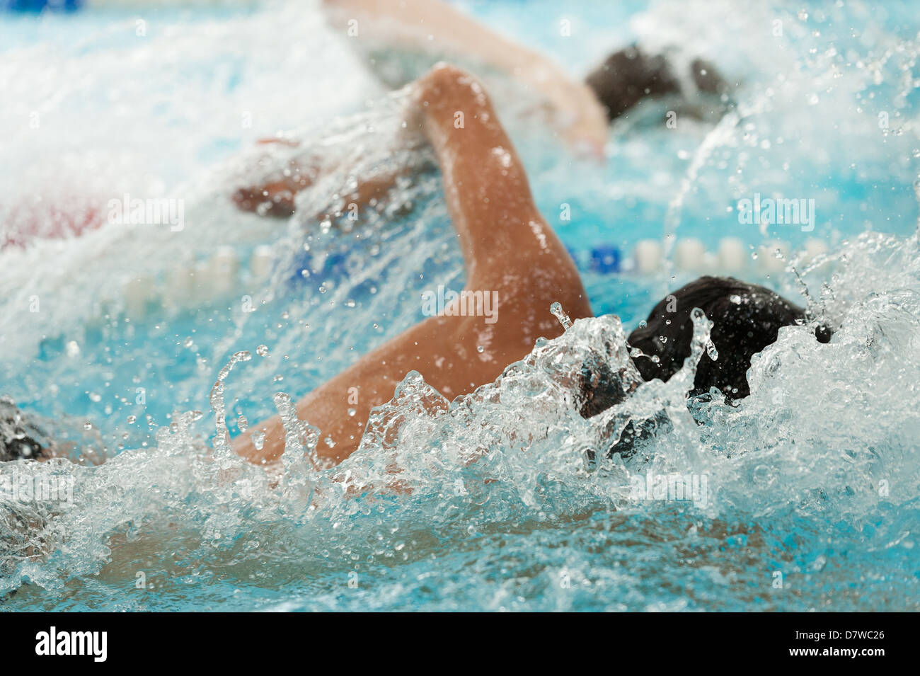 swimming race national competition pool freestyle with film of water ...