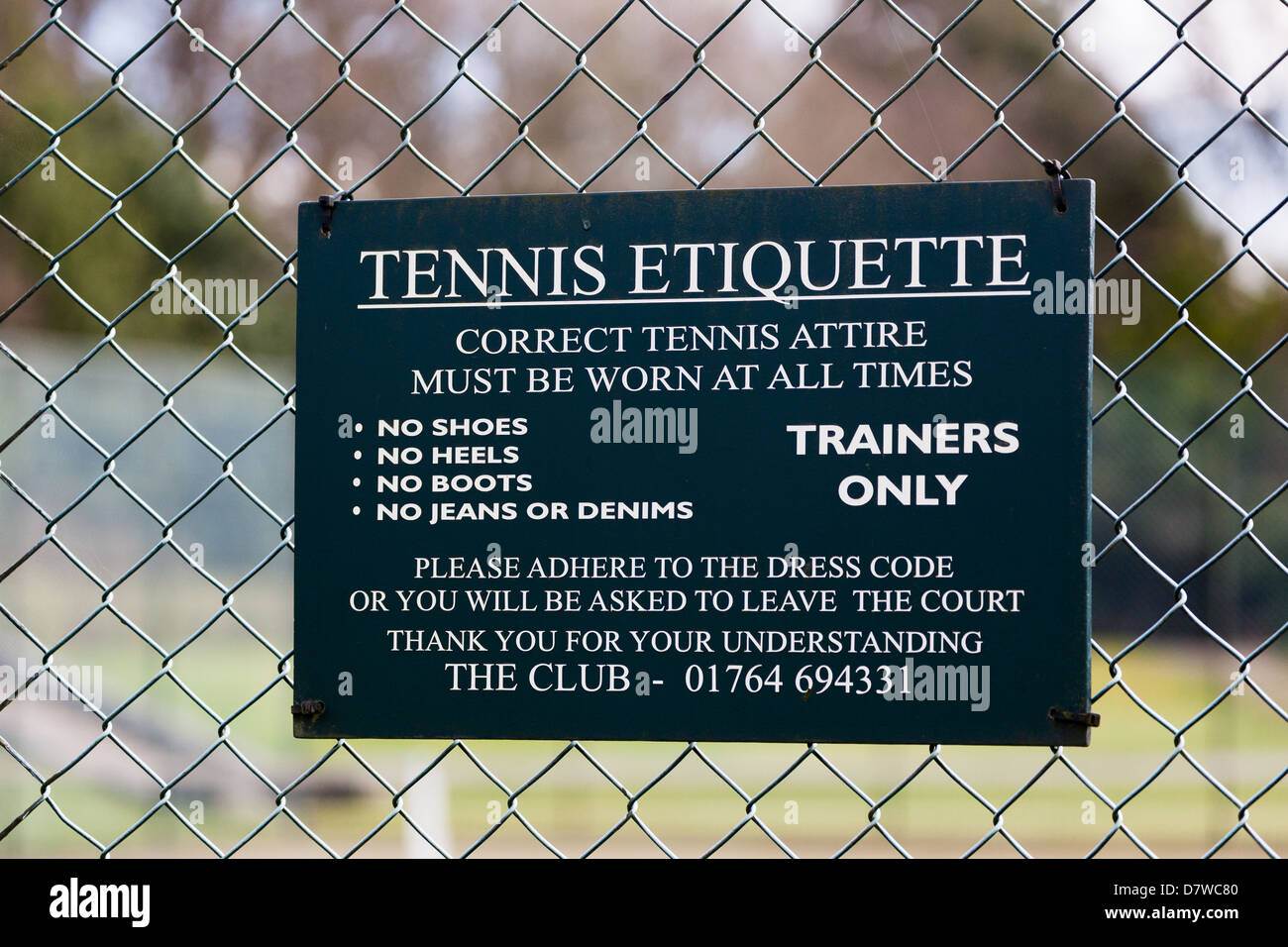Tennis court sign and instructions. Gleneagles Stock Photo