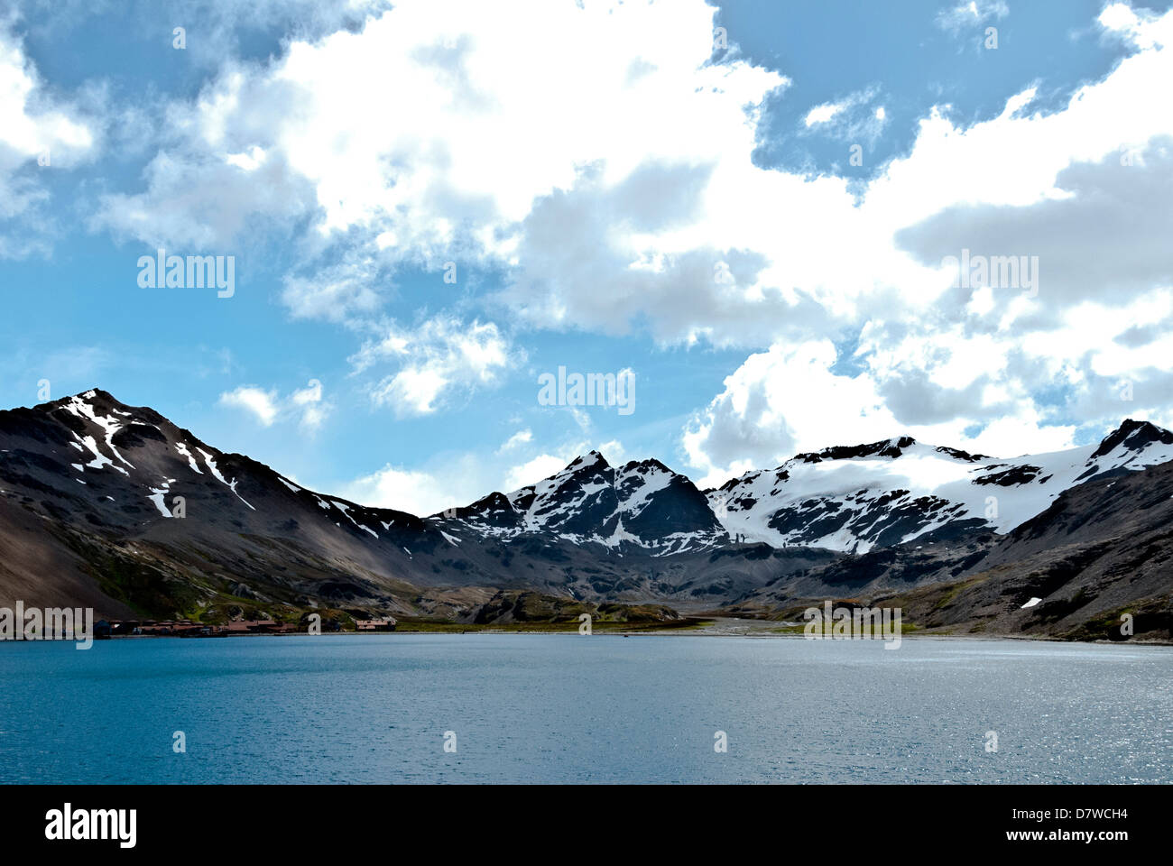 South Stromness sheltered bay whaling station and mountains