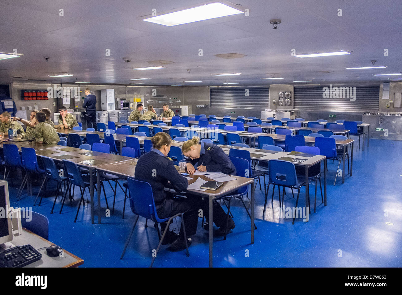 The main Junior rates Dining Room onboard Royal Navy Assault Ship HMS