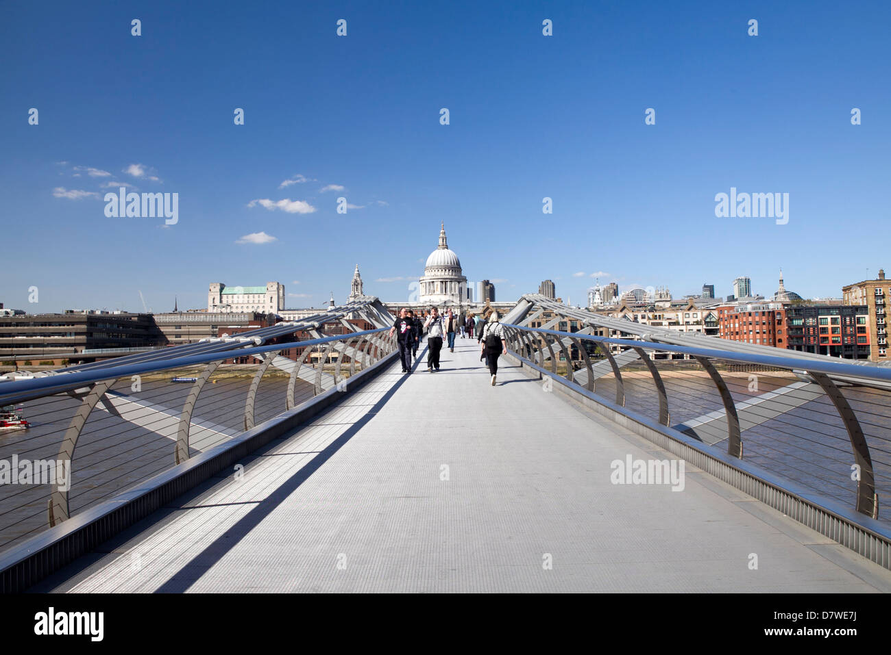 Millennium Bridge in South Bank, London. Stock Photo