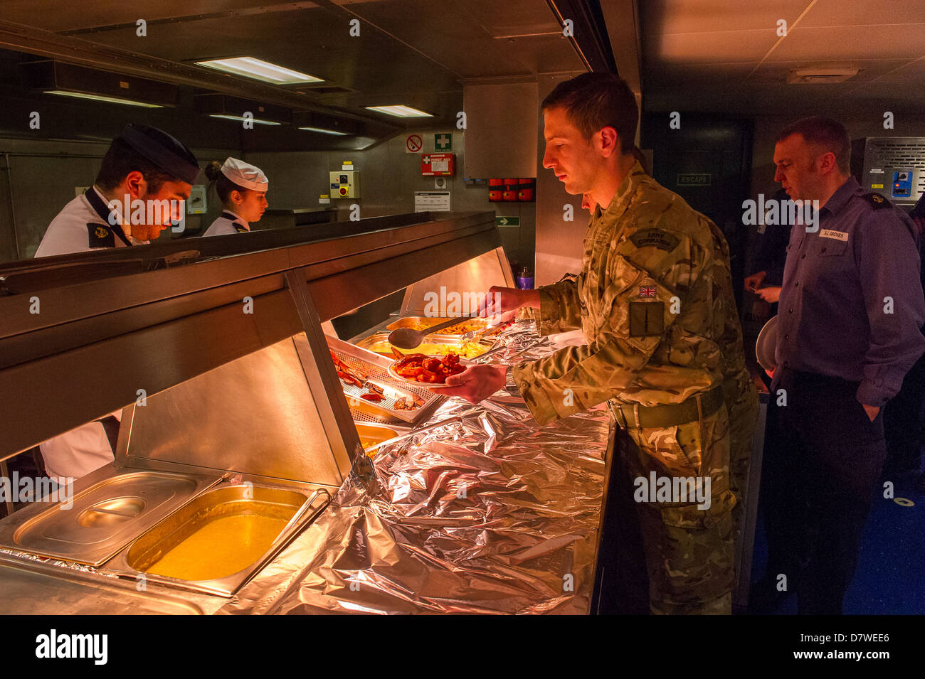 The main Junior rates Dining Room onboard Royal Navy Assault Ship HMS