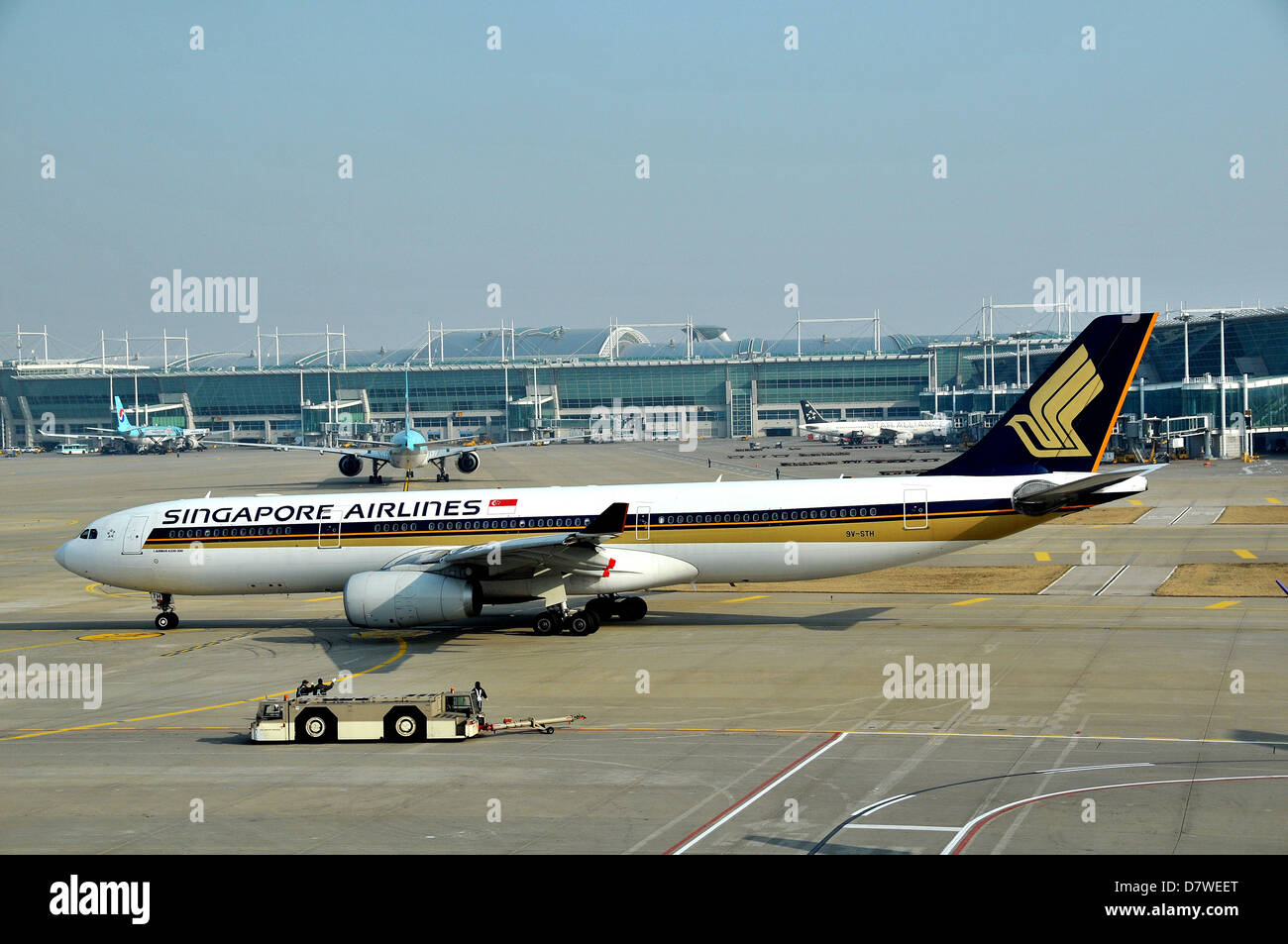Airbus A 330-300 of Singapore airlines Incheon international airport South Korea Stock Photo