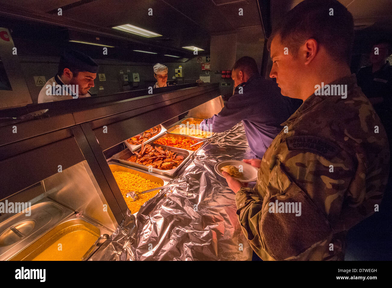 The main Junior rates Dining Room onboard Royal Navy Assault Ship HMS