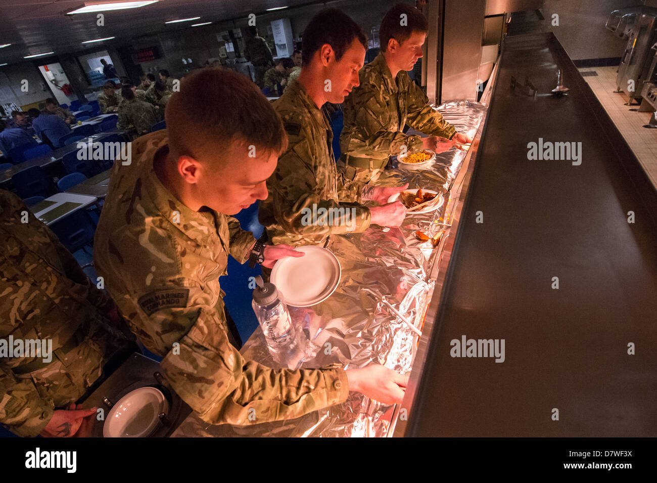 The main Junior rates Dining Room onboard Royal Navy Assault Ship HMS