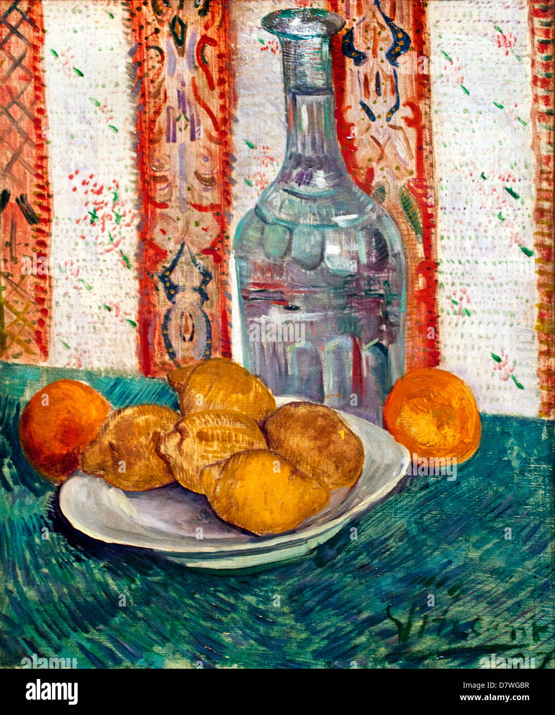 Still Life with Decanter and Lemons on a Plate 1887 Vincent van Gogh 1853 - 1890  Dutch The Netherlands Post Impressionism Stock Photo