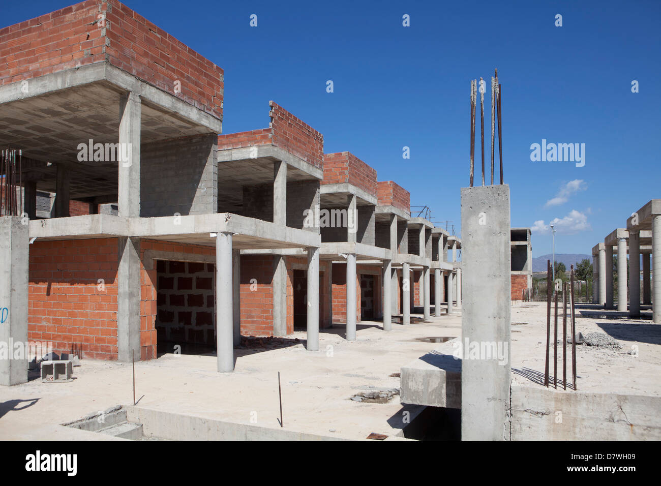 Abandoned construction sites on Spain's coast. Almeriamar, Almeria, Andalucia, Spain, Europe, EU Stock Photo