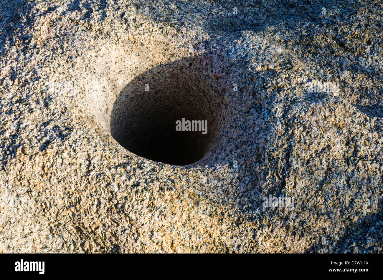 Native American (Cahuilla) grinding rock at Cottonwood Oasis, Joshua