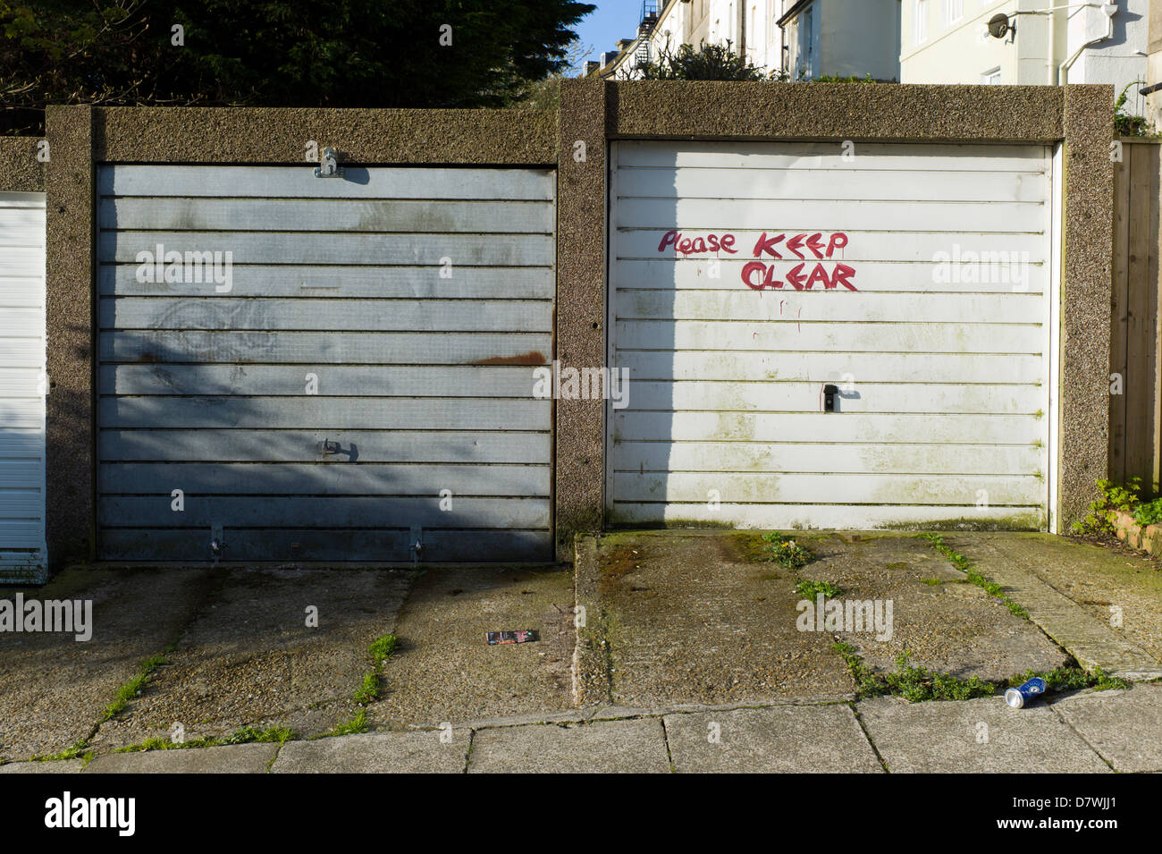 Concrete Garages In Street Hand Painted Sign Hastings Uk Stock