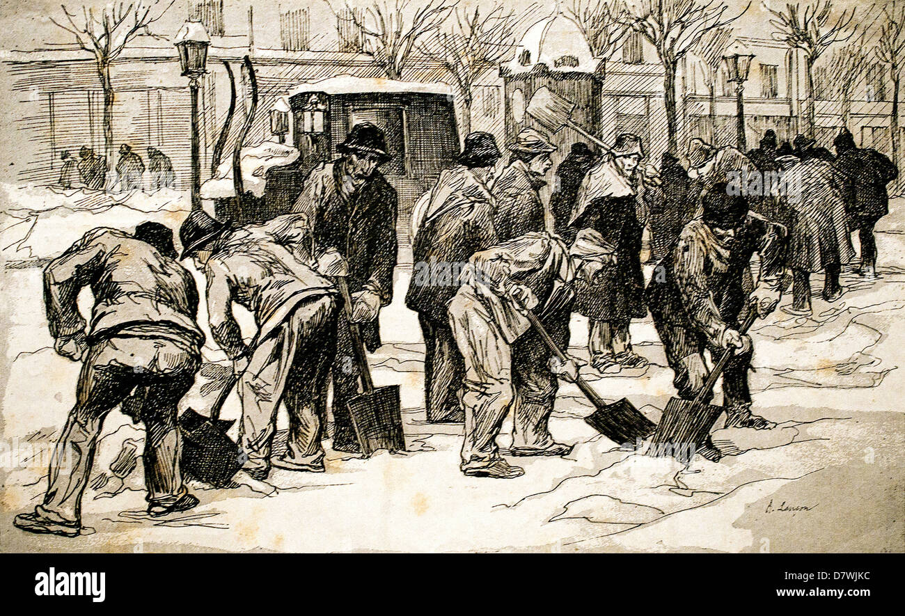 A Gang of snow shovels 1881 Auguste Andre Lancon 1836 1887 France French Stock Photo Alamy