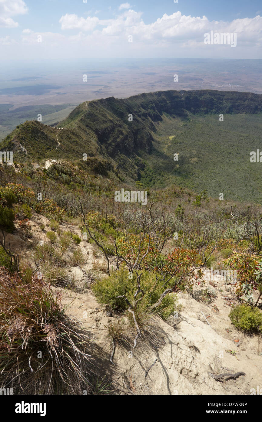 Steep slopes of crater rim of Mount Longonot, Mount Longonot National Park, Nakuru, Kenya Stock Photo