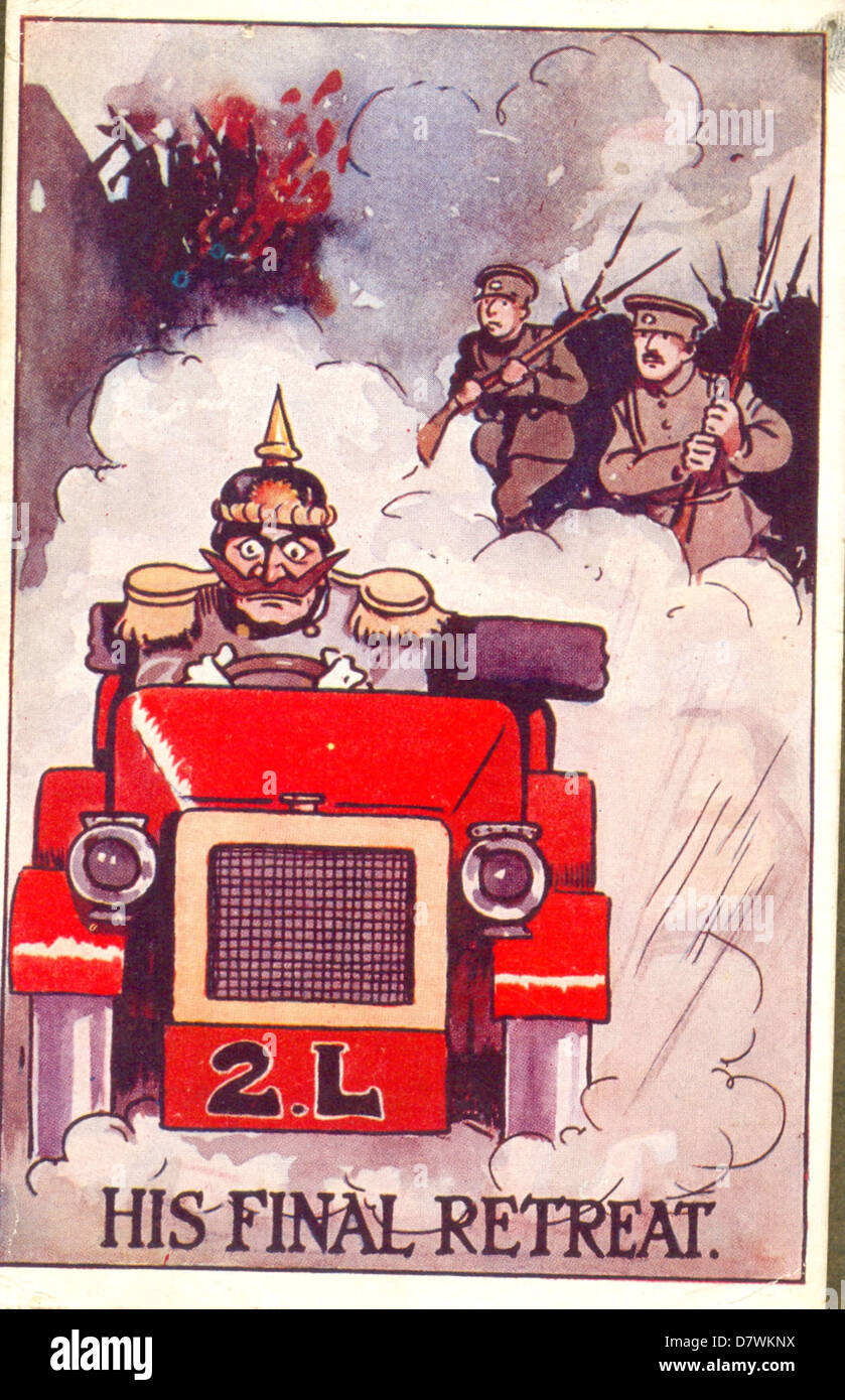 World War One postcard cartoon of Kaiser Wilhelm II Stock Photo