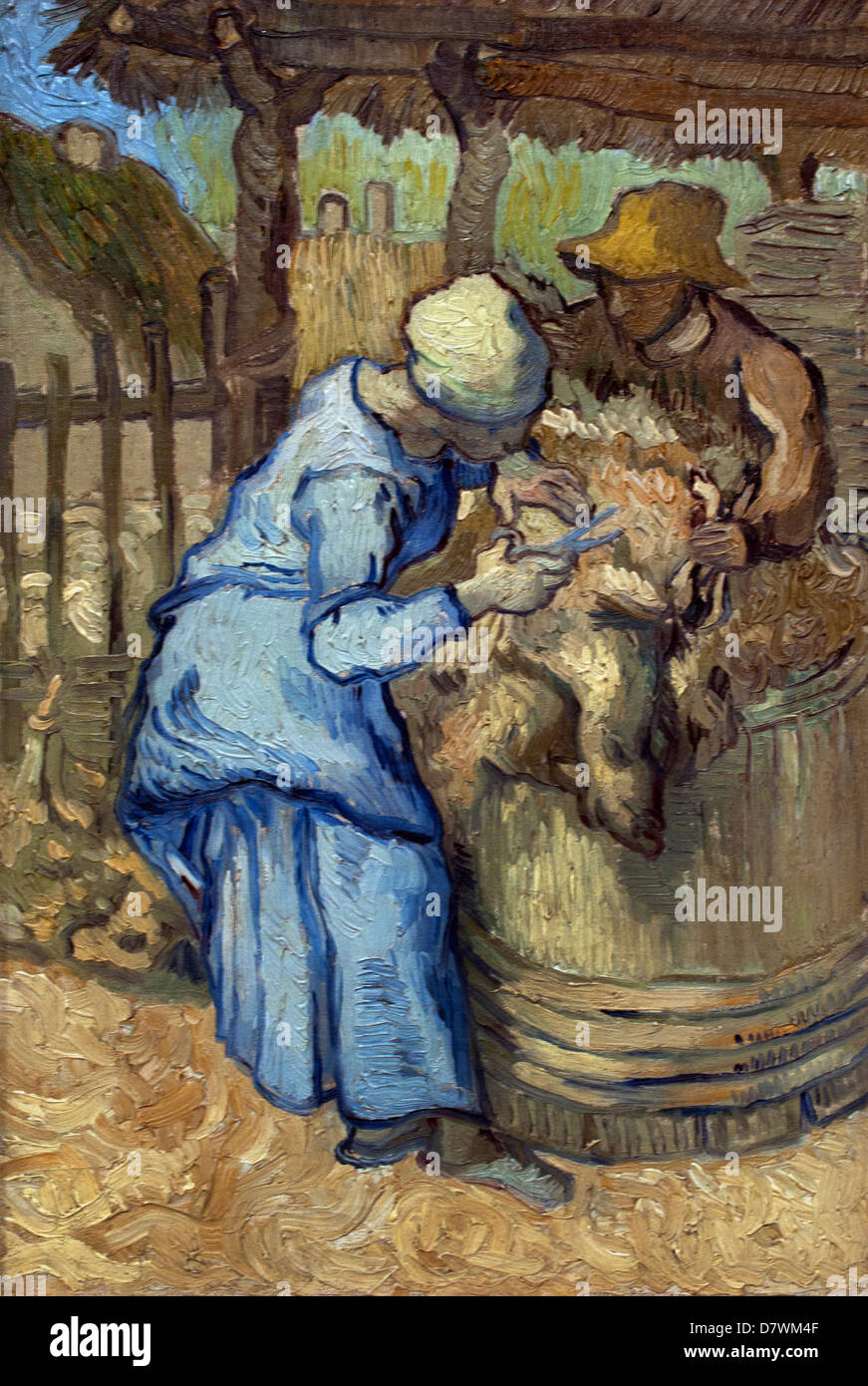 Sheep Shearers ( after Millet ) 1889 Vincent van Gogh 1853 - 1890  Dutch Netherlands Post Impressionism Stock Photo