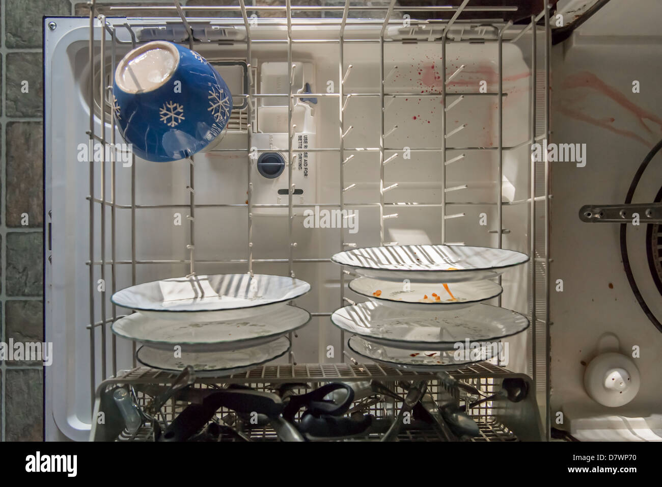 Dirty Dishes In Dishwasher Stock Photo