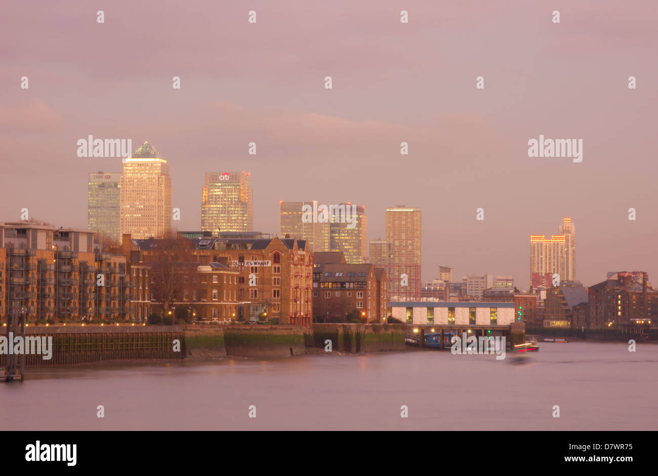 Docklands skyline at dusk, London, England Stock Photo - Alamy
